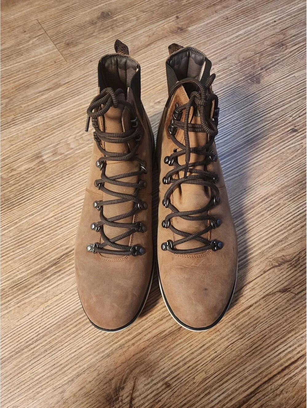 Size 13 Forsake Men's Brown Leather Hiking Boots with Lace-Up and Rubber Outsole